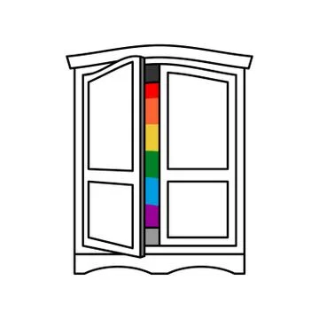 Coming out Wardrobe LGBT symbol. Open closet door. Get out of wardrobe gay. r Stock Illustration
