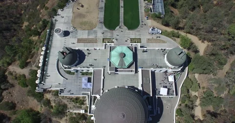 Coming over and up to the Griffith Observatory Stock-Footage 60990978