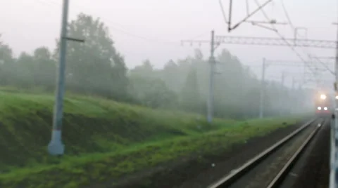 Coming of passenger opposition train Stock Footage 41861754