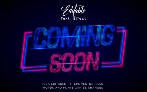 Coming Soon 3D Editable Text Effect Vector Design Stock Illustration
