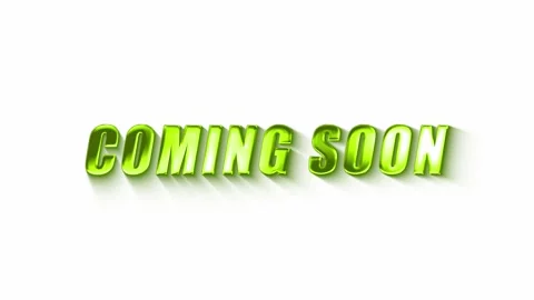 Coming Soon 3D text loop in green color with glossy effect on white background Stock Footage 340515946