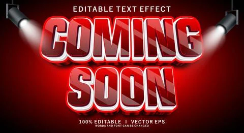 Coming soon 3d vector text effect with modern style design Stock Illustration