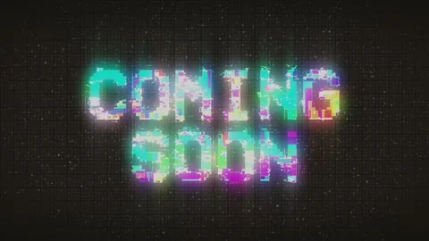 Coming soon 4k green text animation with glitch effect Stock Footage 233010919