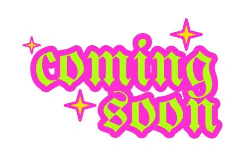 Coming soon acid gothic bright sticker isolated Illustrazione stock
