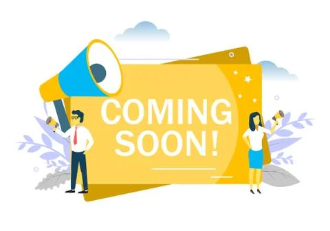 Coming soon announcement, vector flat style design illustration Stock-Illustration