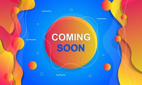 Coming soon banner background with gradient fluid elements. Stock Illustration