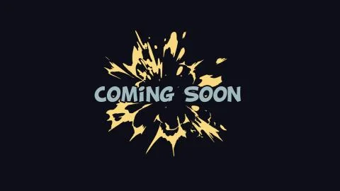 Coming soon. Design concept with with 2d explosion. Promotion banner illustra Stock Illustration