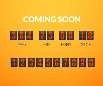 Coming Soon, flip countdown timer panel Illustrazione stock