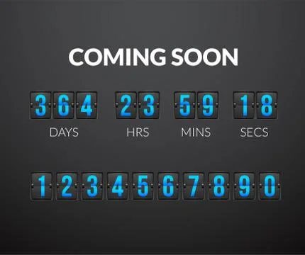 Coming Soon, flip countdown timer panel Illustrazione stock