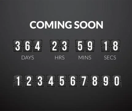 Coming Soon, flip countdown timer panel Illustrazione stock