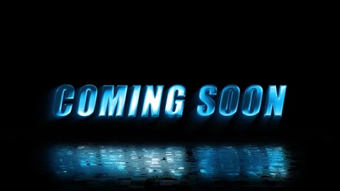 Coming Soon glossy Blue Text Animation with Reflection on Dark Background Stock Footage 340515948