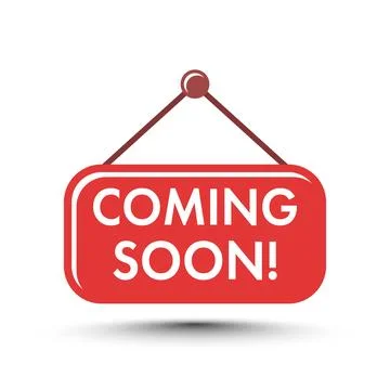 Coming soon label icon in flat style. New arrival banner in shop vector ill.. Stock Illustration
