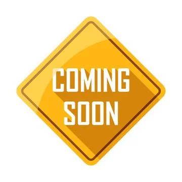 Coming soon label icon in flat style. New arrival banner in shop vector ill.. Stock Illustration