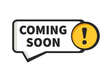 Coming soon label icon in flat style. New arrival banner in shop vector ill.. Stock Illustration