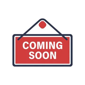 Coming soon label icon in flat style. New arrival banner in shop vector ill.. Stock Illustration