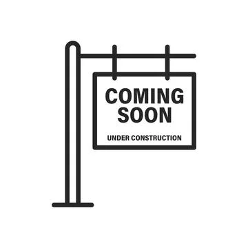 Coming soon label icon in flat style. Under construction banner in shop vec.. Stock Illustration