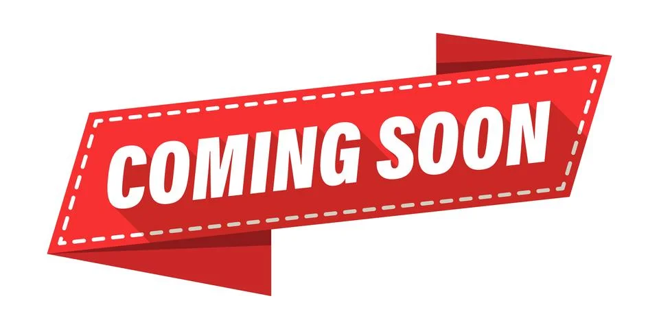 Coming soon label icon in flat style. New arrival banner in shop vector ill.. Stock Illustration