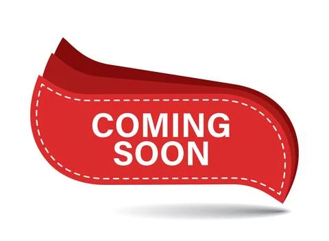 Coming soon label icon in flat style. New arrival banner in shop vector ill.. Stock Illustration