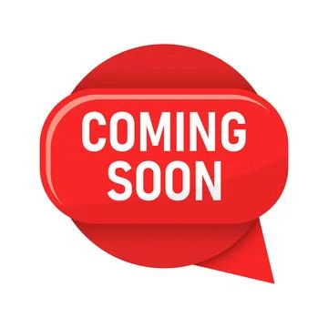 Coming soon label icon in flat style. New arrival banner in shop vector ill.. Stock Illustration