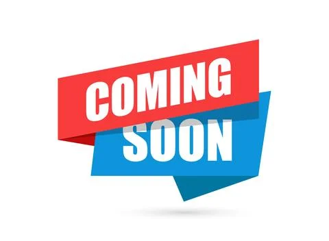Coming soon label icon in flat style. New arrival banner in shop vector ill.. Stock Illustration