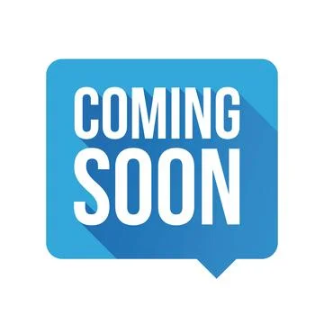 Coming soon label vector blue speech bubble Illustrazione stock