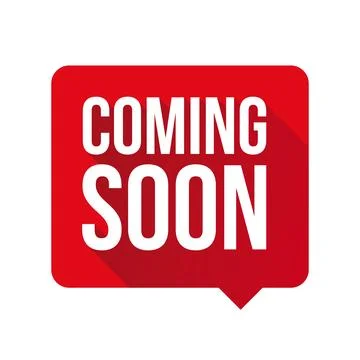 Coming soon label vector red speech bubble Illustrazione stock