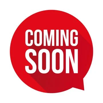Coming soon label vector red speech bubble Illustrazione stock