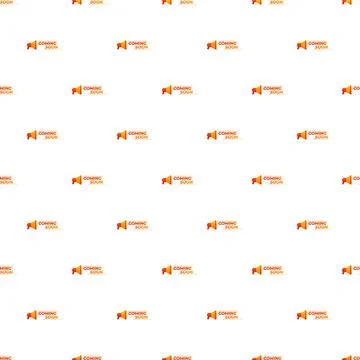 Coming soon megaphone announcement pattern on white background Stock Illustration