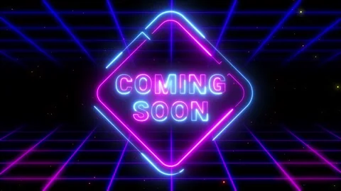 Coming soon neon text animated text coming soon with galaxy space theme neo.. Stock Footage 256866862