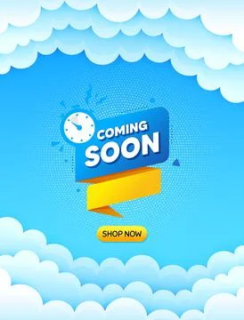 Coming soon paper banner. Timer announcement tag. Vector Stockillustratie