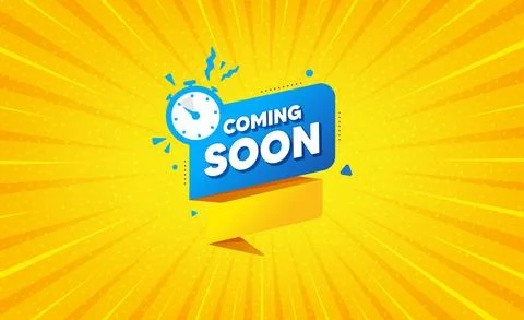 Coming soon paper banner. Timer announcement tag. Vector 스톡 일러스트