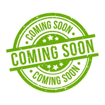 Coming soon round green grunge stamp badge Stock Illustration