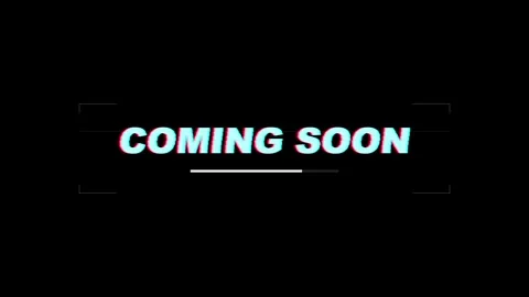 Coming soon text with digital glitch effect and chromatic aberration on black Stock Footage 345555789