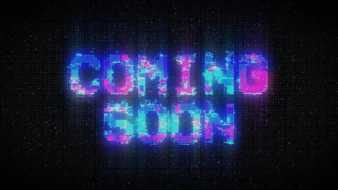 Coming soon text with glitch effect Stock Illustration