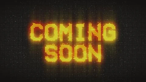 Coming soon text with glitch effect Illustrazione stock