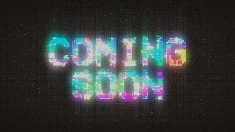 Coming soon text with glitch effect Stock Illustration