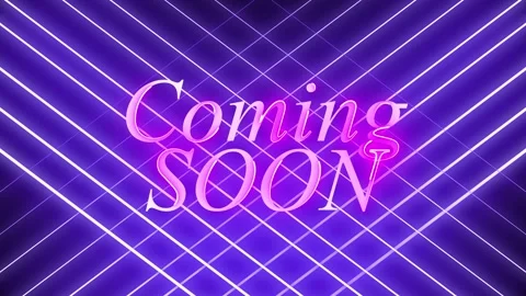 Coming soon text title with glowing neons beams with black background. Font  Stock Footage 247252825