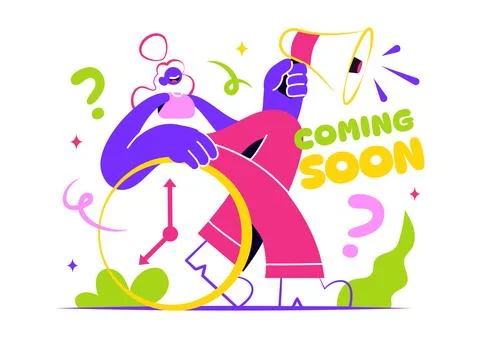 Coming Soon Vector Illustration featuring Exciting New Project Announcement.. Stock Illustration