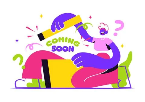 Coming Soon Vector Illustration featuring Exciting New Project Announcement.. Stock Illustration