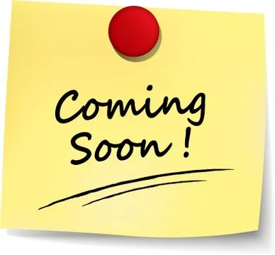 Coming soon yellow note Stock Illustration