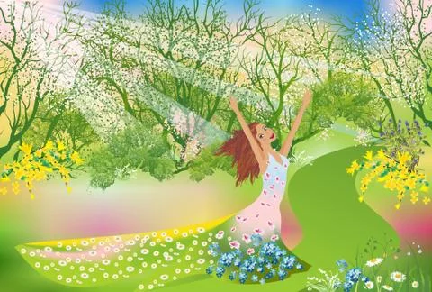 The coming of spring Stock Illustration