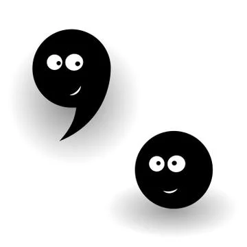 Comma and point-to-vector drawing Stock Illustration