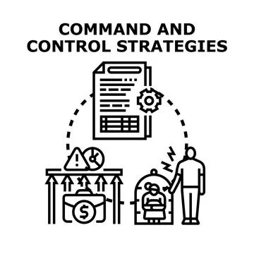 Command and control strategies implementing business regulation Illustrazione stock