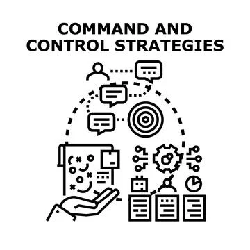 Command and control strategy developing business operations management Illustrazione stock