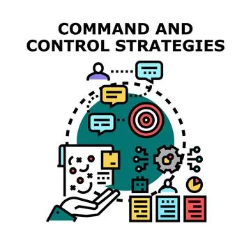 Command and control strategy developing business operations management Illustrazione stock