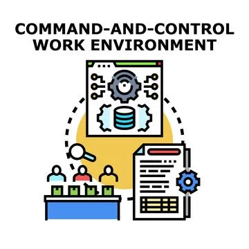 Command and control work environment concept Stock Illustration