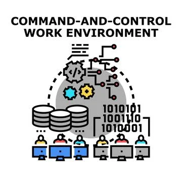 Command and control work environment illustration Stock Illustration