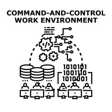 Command and control work environment illustration Stock Illustration