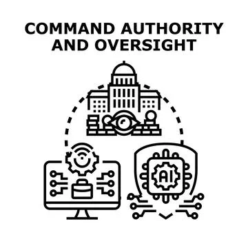 Command authority and oversight with artificial intelligence control Stock Illustration