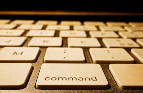 Command button on silver pc keyboard. Stock Photos